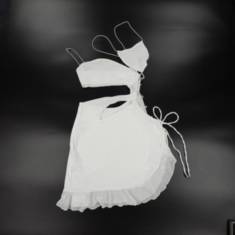NWT Outcast Nikki Mini Dress White Soft Girl Baddie Romantic 90s Y2k Clubbing